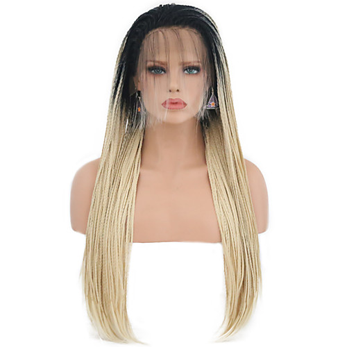 

Synthetic Lace Front Wig Box Braids Free Part Lace Front Wig Long Black / Blonde Ombre Color Synthetic Hair 24 inch Women's Adjustable Heat Resistant Women Ombre / Ombre Hair
