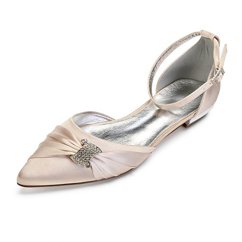 

Women's Wedding Shoes Glitter Crystal Sequined Jeweled Plus Size Flat Heel Pointed Toe Comfort Wedding Party & Evening Satin Rhinestone Sparkling Glitter Solid Colored White Black Purple