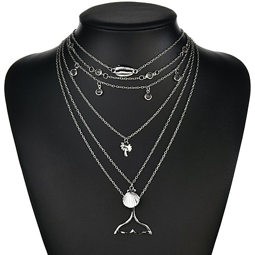 

Women's Layered Necklace Long Necklace Long Dolphin Shell Ladies Artistic Fashion Alloy Silver 40 cm Necklace Jewelry 1pc For Evening Party Valentine