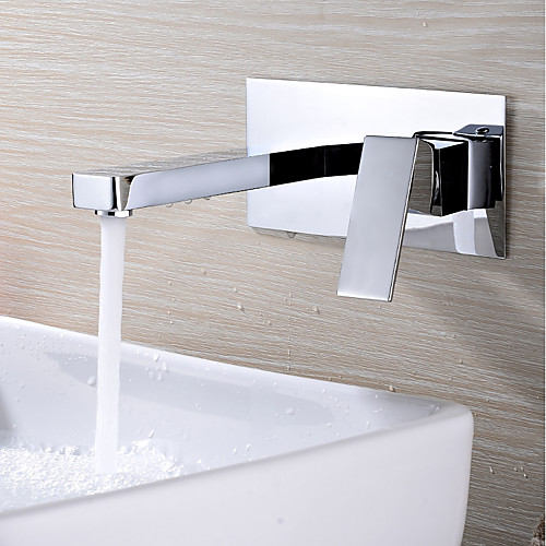 

Bathroom Sink Faucet - Widespread / Design Chrome Wall Mounted Single Handle Two HolesBath Taps