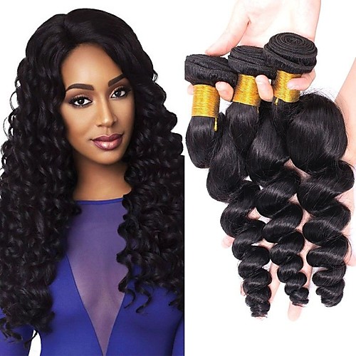 

3 Bundles Hair Weaves Peruvian Hair Wavy Human Hair Extensions Remy Human Hair 100% Remy Hair Weave Bundles 300 g Natural Color Hair Weaves / Hair Bulk Human Hair Extensions 8-28 inch Natural Color