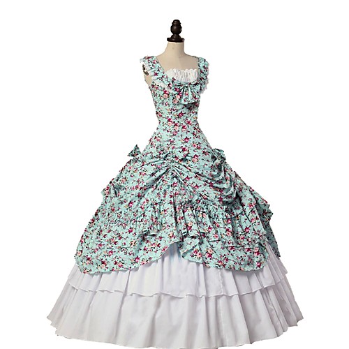 

Cosplay Lolita Victorian 18th Century Dress Outfits Masquerade Women's Costume Blue / White Vintage Cosplay Sleeveless Ball Gown Plus Size Customized