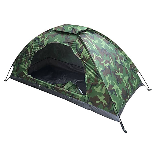 

1 person Tent Outdoor Lightweight UV Resistant SPF35 Single Layered Poled Camping Tent 1500-2000 mm for Fishing Camping / Hiking / Caving Oxford Cloth 200100100 cm