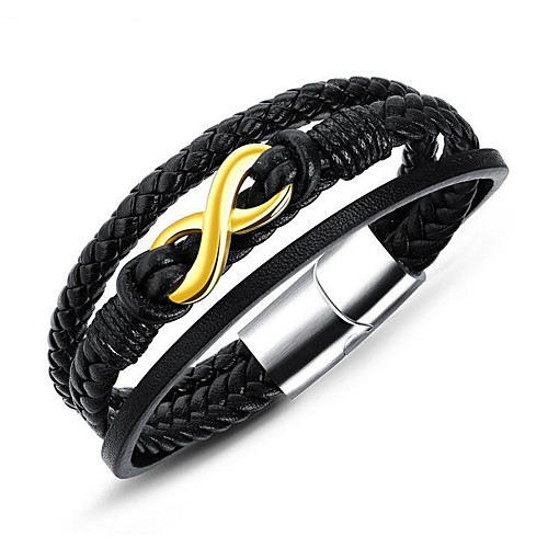 

Men's Wrap Bracelet Leather Bracelet Layered Magnetic Infinity Hip-Hop Leather Bracelet Jewelry Black For Daily Date