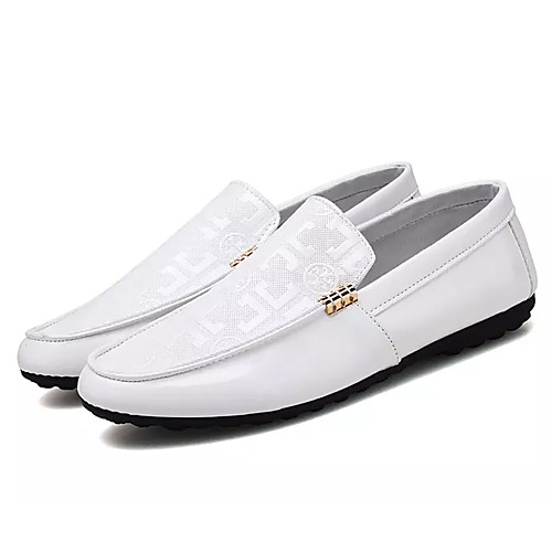 

Men's Loafers & Slip-Ons Moccasin Outdoor Patent Leather White Black Spring