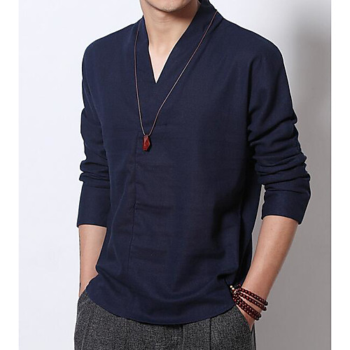 

Men's Shirt Solid Colored Plus Size Long Sleeve Daily Tops Streetwear White Black Navy Blue
