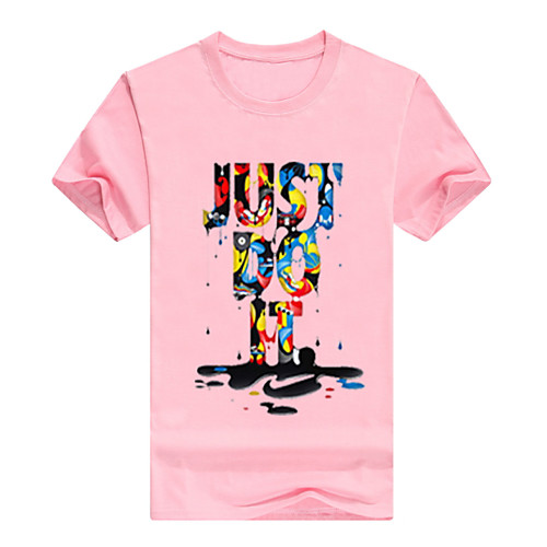 

Men's T shirt Graphic Letter Short Sleeve Daily Tops Cotton White Black Blushing Pink
