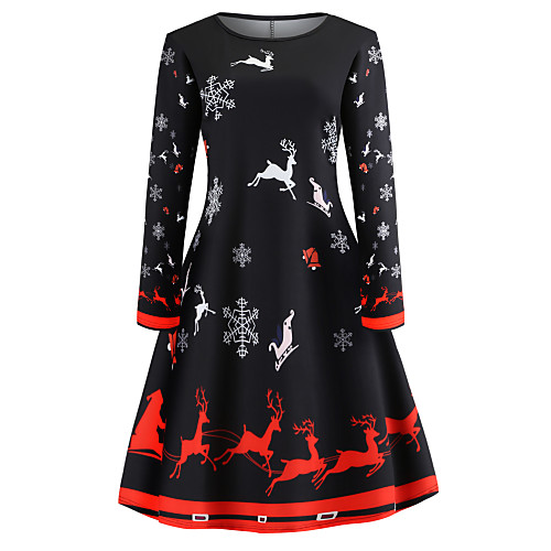 

Santa Claus Christmas Dress Women's Adults' Leisure Christmas Christmas Polyester Dress