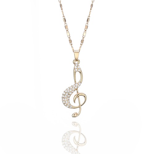 

Women's Cubic Zirconia Pendant Necklace Hollow Pave Music Music Notes Statement Ladies Cowboy Renaissance Alloy Silver Rose Gold 75 cm Necklace Jewelry 1pc For Masquerade Date