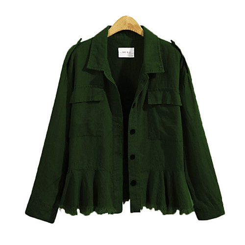 

Women's Solid Colored Jacket Regular Beginner Long Sleeve Polyester Coat Tops Army Green