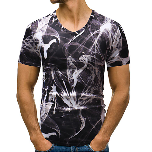 

Men's Graphic Print T-shirt V Neck Gray