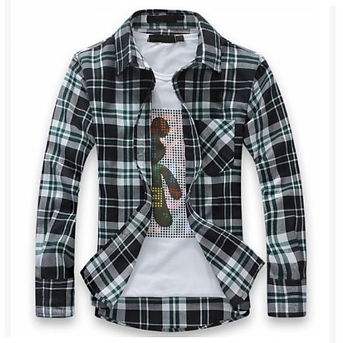 

Men's Shirt Plaid Long Sleeve Daily Tops Black Red Wine