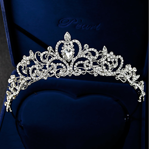 

Women's Tiaras For Wedding Party Homecoming Royalty Beaded Cubic Zirconia Rhinestone Silver Plated Alloy Silver