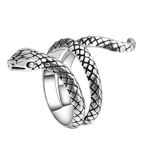 

Men's Statement Ring Ring wrap ring 1pc Silver Alloy irregular Vintage Punk Trendy Carnival Club Jewelry Sculpture Snake Animal Cool