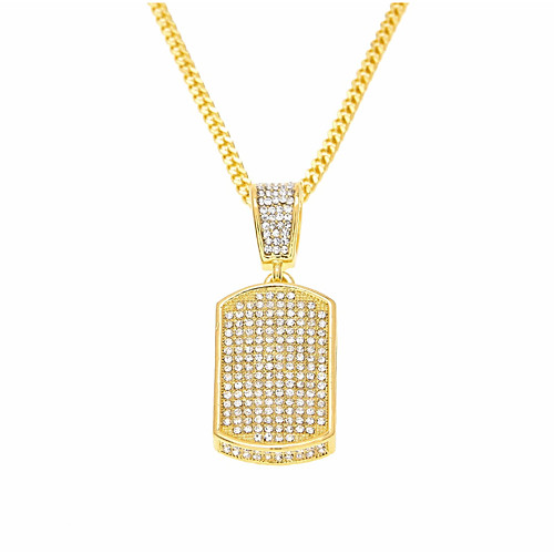 

Men's Cubic Zirconia Pendant Necklace Chain Necklace Classic Stylish Creative Precious Stylish Luxury Hip-Hop Hip Hop Rhinestone Alloy Gold Silver 60 cm Necklace Jewelry 1pc For Carnival Street