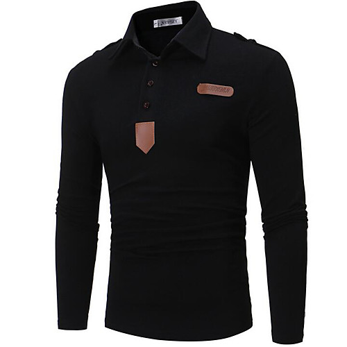

Men's Polo Solid Colored Long Sleeve Daily Tops Basic White Black Dark Gray