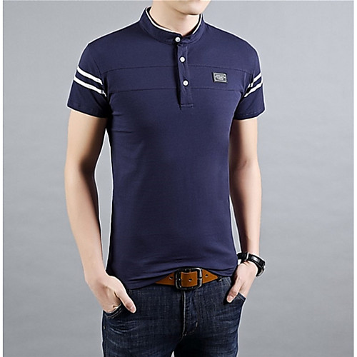 

Men's T shirt Solid Colored Short Sleeve Going out Tops White Black Navy Blue