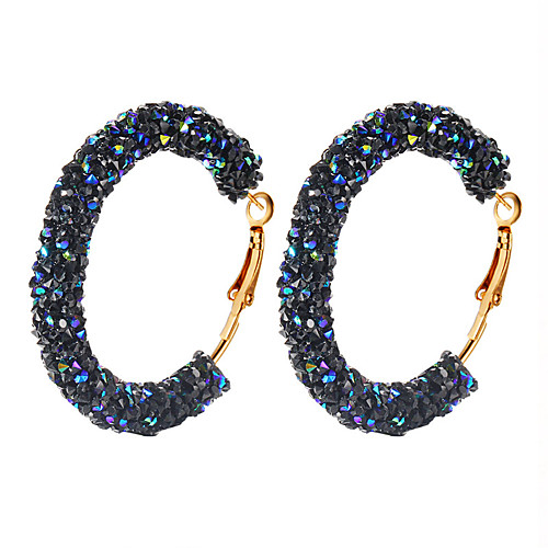 

Women's Crystal Hoop Earrings Earrings Huggie Earrings Retro Machete Donuts Ladies Vintage Punk Elegant Druzy Earrings Jewelry White / Black / Dark Blue For Party / Evening Club 1 Pair