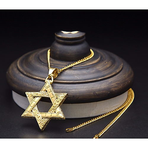 

Men's Pendant Necklace Chain Necklace Cuban Link Star Star of David Pentagram Fashion European Hip-Hop scottish Titanium Steel Steel Stainless Gold Silver 60 cm Necklace Jewelry 1pc For Street Going