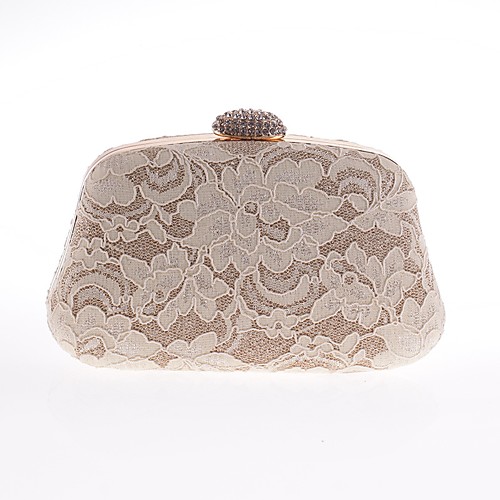 

Women's Bags Polyester Satin Evening Bag Lace Crystals Embroidery Floral Print Party Wedding Event / Party Evening Bag Wedding Bags Handbags White Black Blue Almond