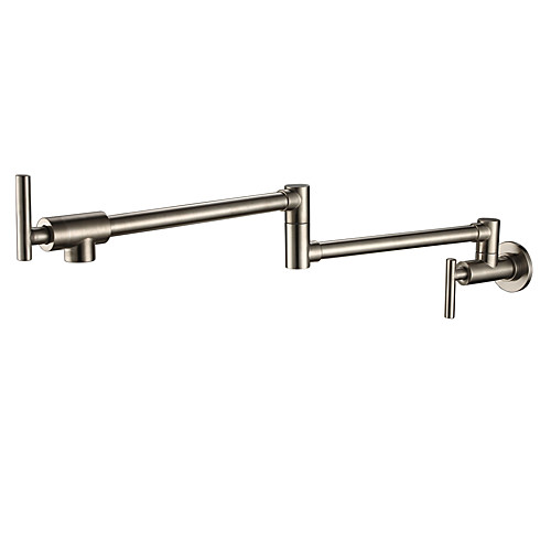 

Kitchen faucet - Two Handles One Hole Nickel Brushed Pot Filler Wall Mounted Traditional Kitchen Taps