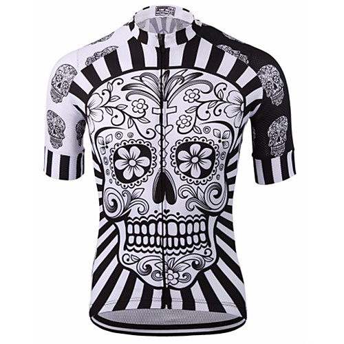 

Malciklo Men's Short Sleeves Cycling Jersey Red / White Orange Yellow Skull Bike Jersey Mountain Bike MTB Road Bike Cycling Breathable Quick Dry Anatomic Design Sports 100% Polyester Clothing Apparel