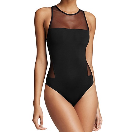 

Women's One Piece Swimsuit Padded Bodysuit Swimwear Black Chlorine resistance Stretchy Sleeveless - Swimming Summer / Spandex