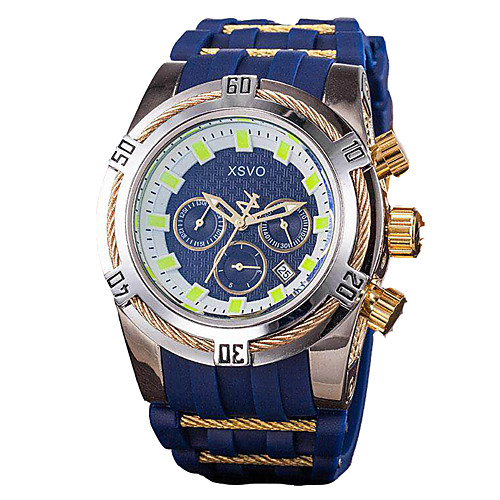 

Men's Sport Watch Analog Quartz Casual Water Resistant / Waterproof Calendar / date / day Chronograph / Two Years / Stainless Steel / Silicone / Japanese