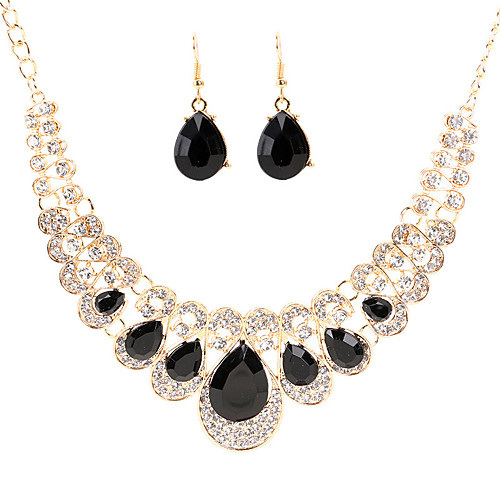 

Women's Crystal Drop Earrings Bib necklace Retro Pear Luxury Vintage Elegant Earrings Jewelry Black / White / Champagne For Wedding Party Ceremony 3pcs / pack