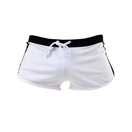 

Men's Sporty Swim Trunk Bottoms Swimwear Swimsuit - Color Block Lace up S M L White Black Blue Brown Gray