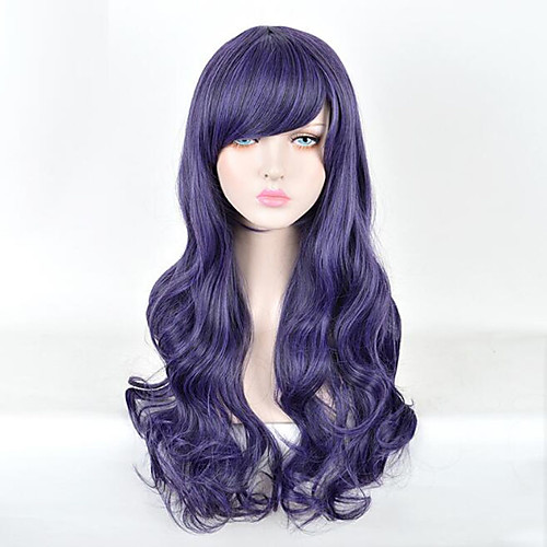 

Cosplay Costume Wig Synthetic Wig Curly Side Part Wig Short Dark Purple Synthetic Hair 28inch Women's Cosplay Party Purple