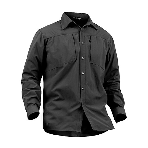 

Men's Camo Hiking Shirt / Button Down Shirts Long Sleeve Outdoor Quick Dry Fast Dry Breathability Wearable Shirt Top Autumn / Fall Spring Cotton Nylon Camping / Hiking Hunting Outdoor Exercise Black