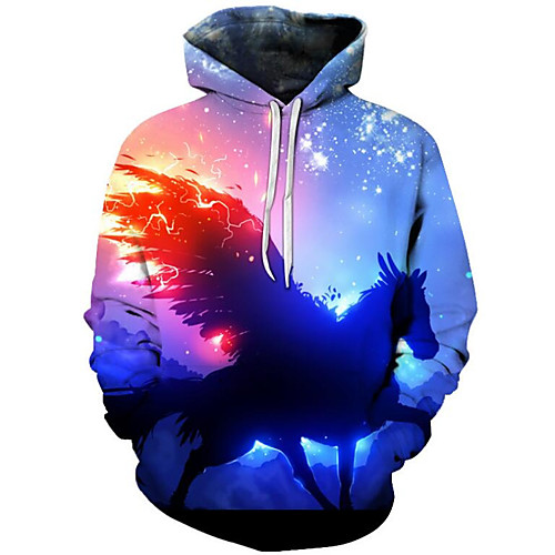 

Men's Plus Size Hoodie 3D Cartoon Print Hooded Daily Going out Active Exaggerated Hoodies Sweatshirts Long Sleeve Loose Blue / Fall / Winter