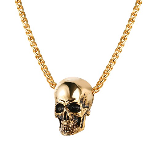 

Men's Pendant Necklace Rope Foxtail chain Mexican Sugar Skull Skull Fashion Satanic Stainless Steel Black Gold Silver 55 cm Necklace Jewelry 1pc For Gift Street