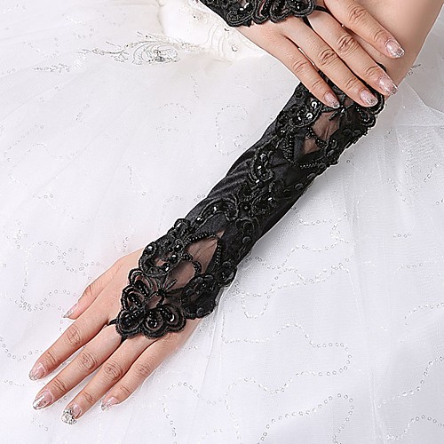

Spandex Fabric Elbow Length Glove Vintage Style / Gloves With Trim