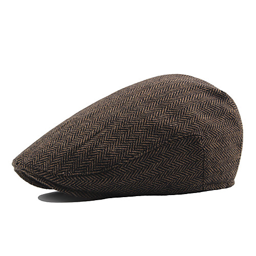 

Men's Vintage Work Cotton Polyester Beret Hat-Solid Colored Fall Winter Brown White Black