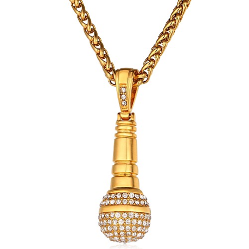 

Men's Cubic Zirconia Pendant Necklace Rope Fashion Hip-Hop Hip Hop Stainless Steel Gold Silver 55 cm Necklace Jewelry 1pc For Gift Daily