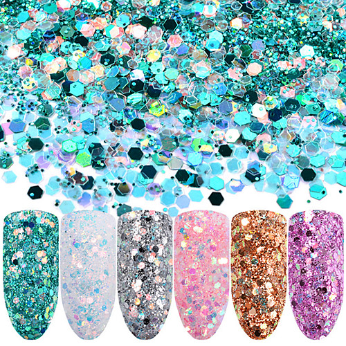 

6 6pcs Glitter Powder Fashionable Design 6 colors Blinging Daily Wear Glitter Powder for