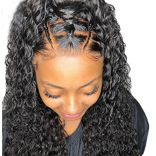 

Virgin Human Hair 360 Frontal Wig Deep Parting style Brazilian Hair Curly Natural Wig 150% Density with Baby Hair Women Women's Long Human Hair Lace Wig Ponytails Premierwigs