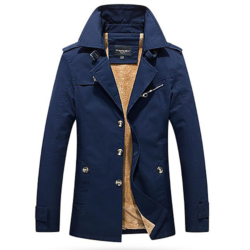 

Men's Winter Parka Parka Daily Casual Military Plus Size Solid Colored Cotton Polyester Long Sleeve Shirt Collar Black / Blue / Yellow M / L / XL