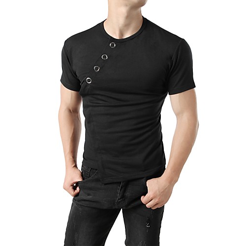 

Men's T shirt Solid Colored Short Sleeve Daily Tops Streetwear Punk & Gothic White Black Light gray