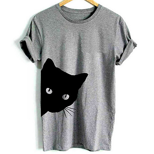 

Men's T shirt Graphic Animal Short Sleeve Daily Tops Basic White Black Gray