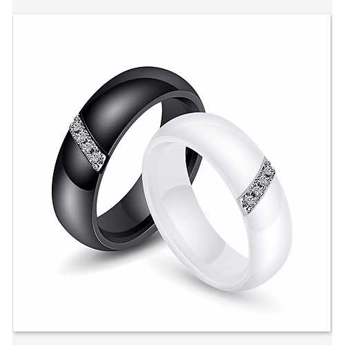 

Ring AAA Cubic Zirconia Stylish White Black Titanium Steel Ceramic Relationship Ladies Stylish Simple 1pc 6 7 8 9 10 / Couple's