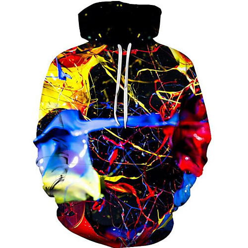 

Men's Plus Size Hoodie 3D Cartoon Print Hooded Halloween Daily Going out Active Exaggerated Hoodies Sweatshirts Long Sleeve Loose Black Rainbow / Fall / Winter