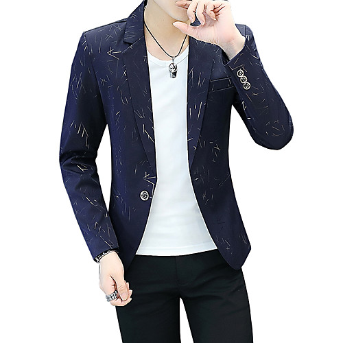 

White / Black / Purple Striped Cotton / Polyester Men's Suit - Peaked Lapel / Party / Long Sleeve