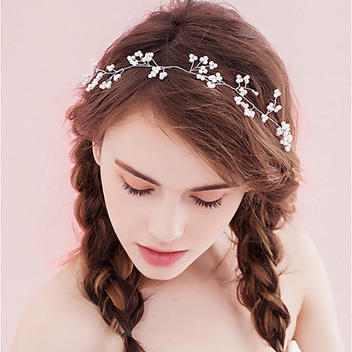 

Women's Headbands For Party Ceremony Criss Cross Crystal Fabric Alloy White