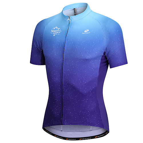 

Nuckily Men's Short Sleeve Cycling Jersey Dark Blue Dot Gradient Bike Tee / T-shirt Jersey Top Mountain Bike MTB Road Bike Cycling Breathable Sports Clothing Apparel / Micro-elastic / SBS Zipper