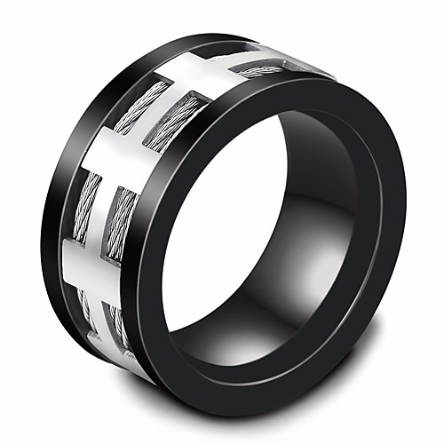 

Men's Vintage Style Band Ring Steel Stainless Cross Stylish Unique Design Vintage European Ring Jewelry Black For Street Club 7 / 8 / 9 / 10 / 11
