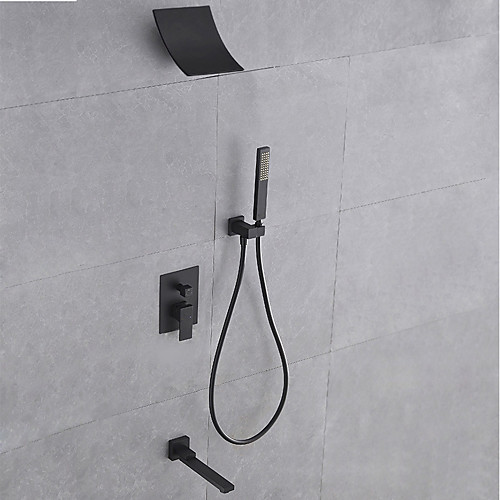 

Shower Faucet - Contemporary Painted Finishes Wall Installation Brass Valve Bath Shower Mixer Taps / Single Handle Four Holes