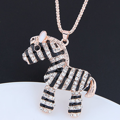 

Women's Pendant Necklace Long Necklace Long Pave Horse Ladies European Fashion Cute Rhinestone Chrome Gold 70 cm Necklace Jewelry 1pc For Causal